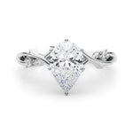 LUMEO Pear Solitaire Diamond Engagement Ring Set in Platinum 