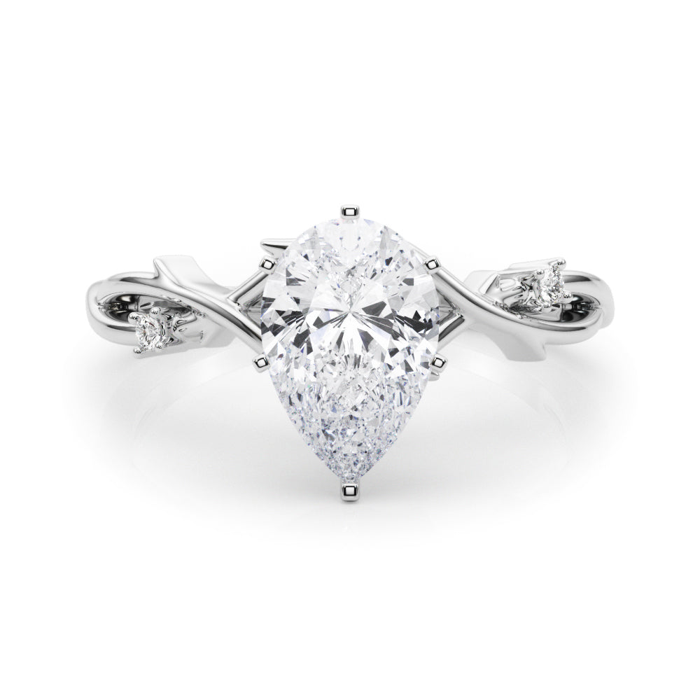 LUMEO Pear Solitaire Diamond Engagement Ring Set in Platinum 