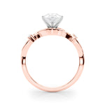LUMEO Pear Solitaire Diamond Engagement Ring Side View in 18k Solid Rose Gold 