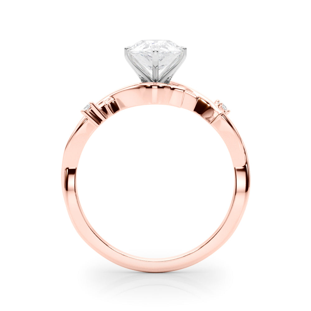 LUMEO Pear Solitaire Diamond Engagement Ring Side View in 18k Solid Rose Gold 