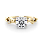 LUMEO Round Solitaire Diamond Engagement Ring Set in 18k Solid Yellow Gold 