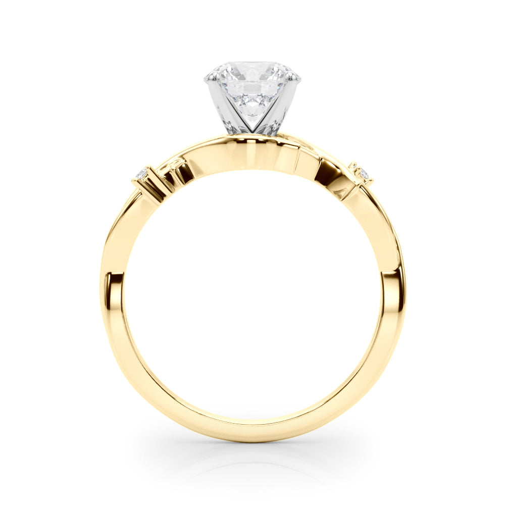 LUMEO Round Solitaire Diamond Engagement Ring Side View in 18k Solid Yellow Gold 