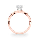 LUMEO Round Solitaire Diamond Engagement Ring Side View in 18k Solid Rose Gold 