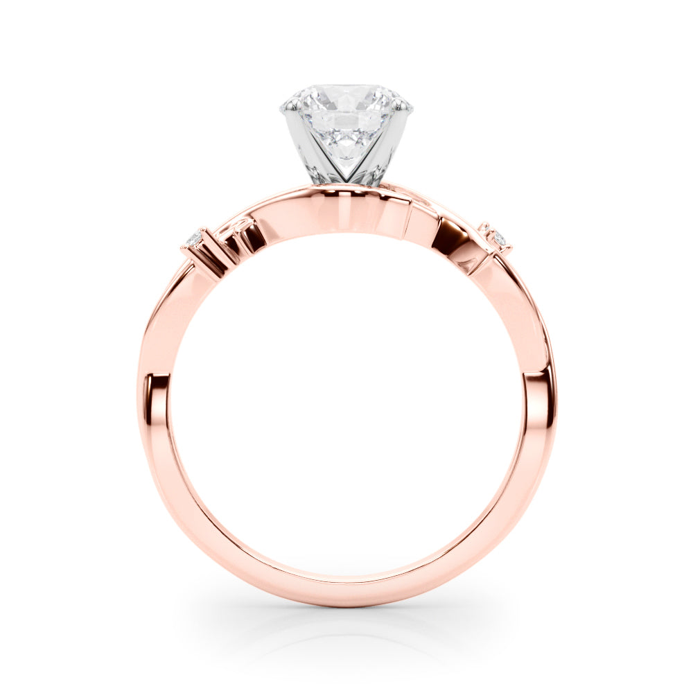 LUMEO Round Solitaire Diamond Engagement Ring Side View in 18k Solid Rose Gold 