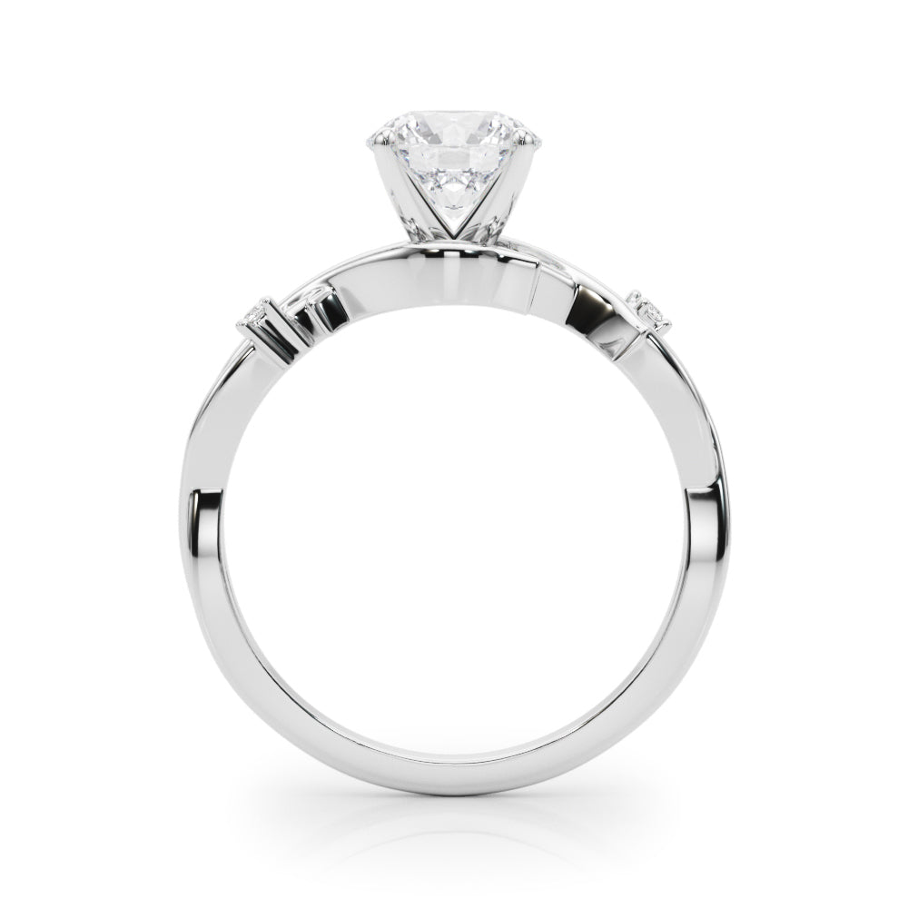 LUMEO Round Solitaire Diamond Engagement Ring Side View in Platinum 