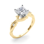 LUMEO Princess Solitaire Diamond Engagement Ring Angle View in 18k Solid Yellow Gold 