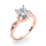 LUMEO Princess Solitaire Diamond Engagement Ring Angle View in 18k Solid Rose Gold 