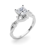 LUMEO Princess Solitaire Diamond Engagement Ring Angle View in Platinum 