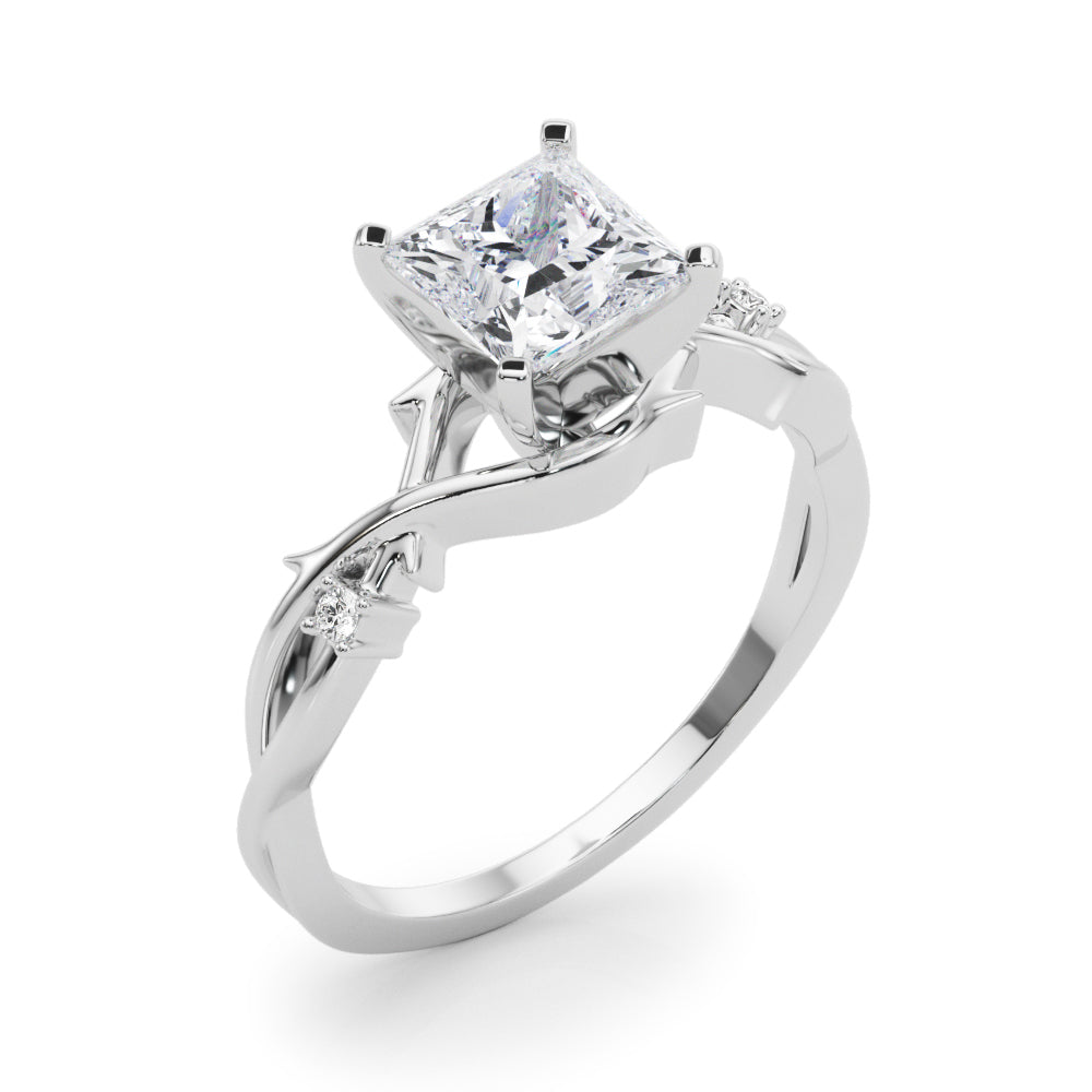 LUMEO Princess Solitaire Diamond Engagement Ring Angle View in Platinum 