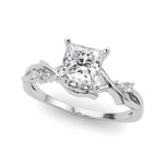 LUMEO Princess Solitaire Diamond Engagement Ring Front View in Platinum 