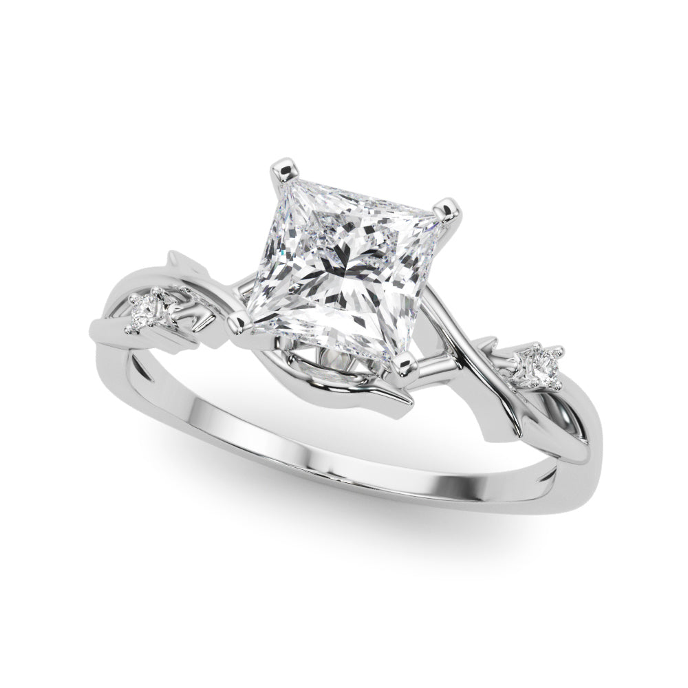 LUMEO Princess Solitaire Diamond Engagement Ring Front View in Platinum 