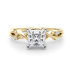 LUMEO Princess Solitaire Diamond Engagement Ring Set in 18k Solid Yellow Gold 