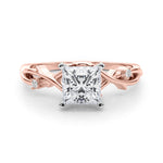 LUMEO Princess Solitaire Diamond Engagement Ring Set in 18k Solid Rose Gold 