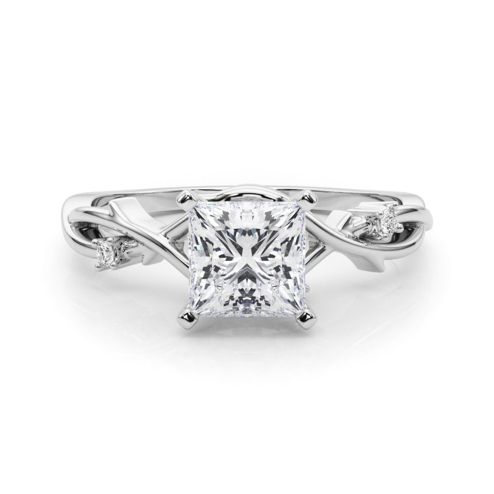 LUMEO Princess Solitaire Diamond Engagement Ring Set in Platinum 