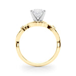 LUMEO Princess Solitaire Diamond Engagement Ring Side View in 18k Solid Yellow Gold 