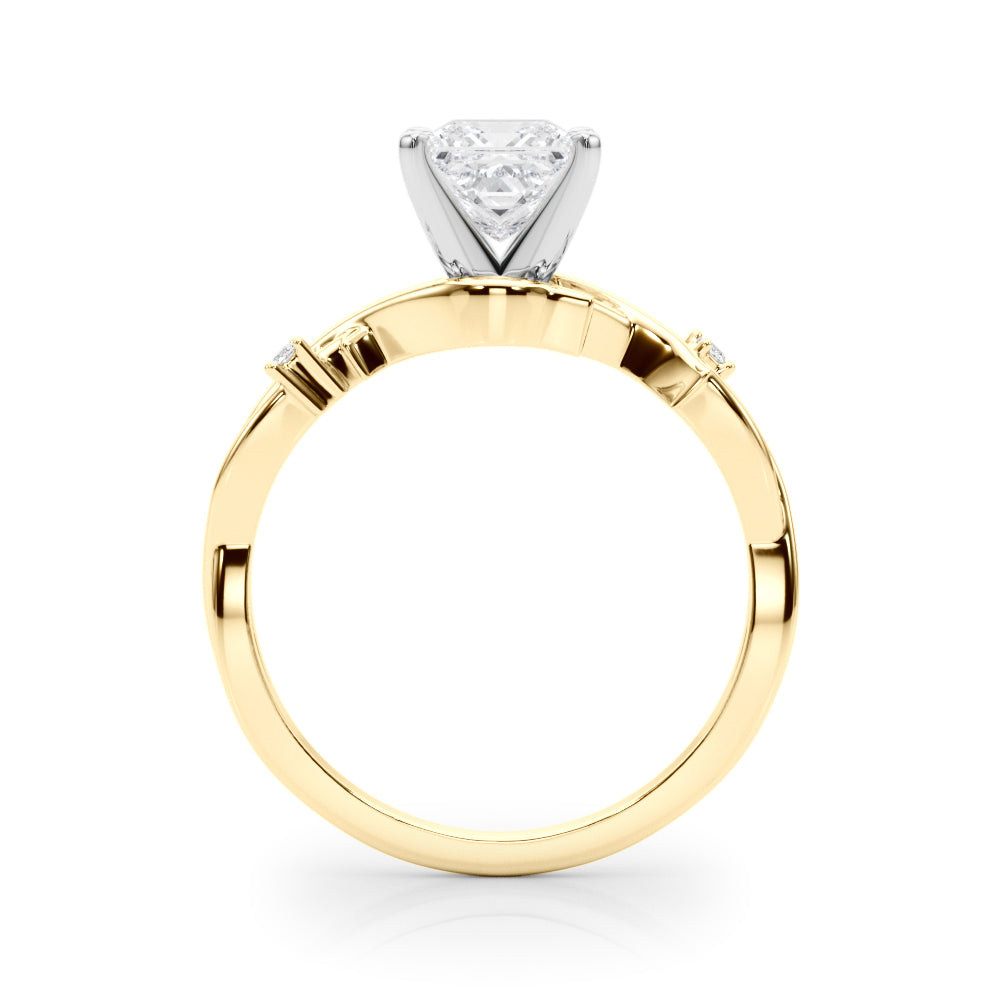 LUMEO Princess Solitaire Diamond Engagement Ring Side View in 18k Solid Yellow Gold 