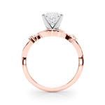 LUMEO Princess Solitaire Diamond Engagement Ring Side View in 18k Solid Rose Gold 