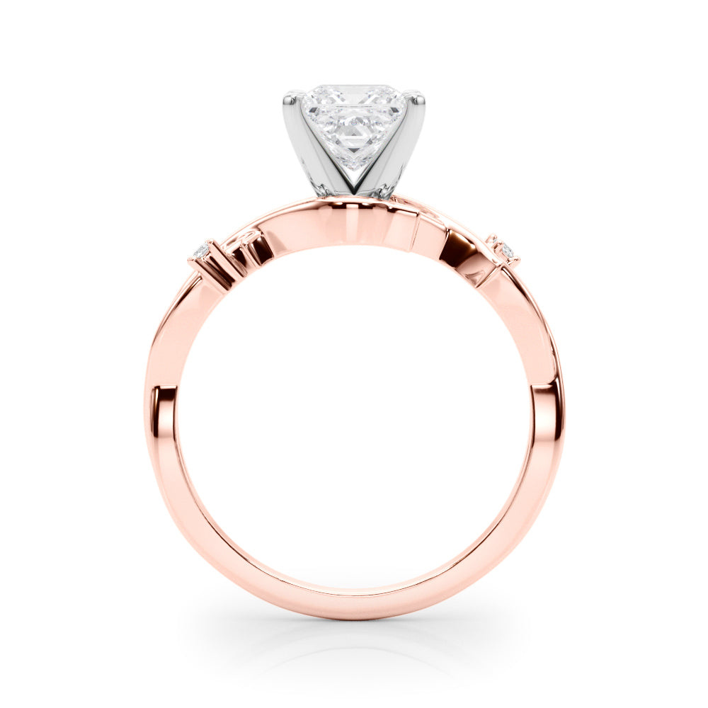 LUMEO Princess Solitaire Diamond Engagement Ring Side View in 18k Solid Rose Gold 