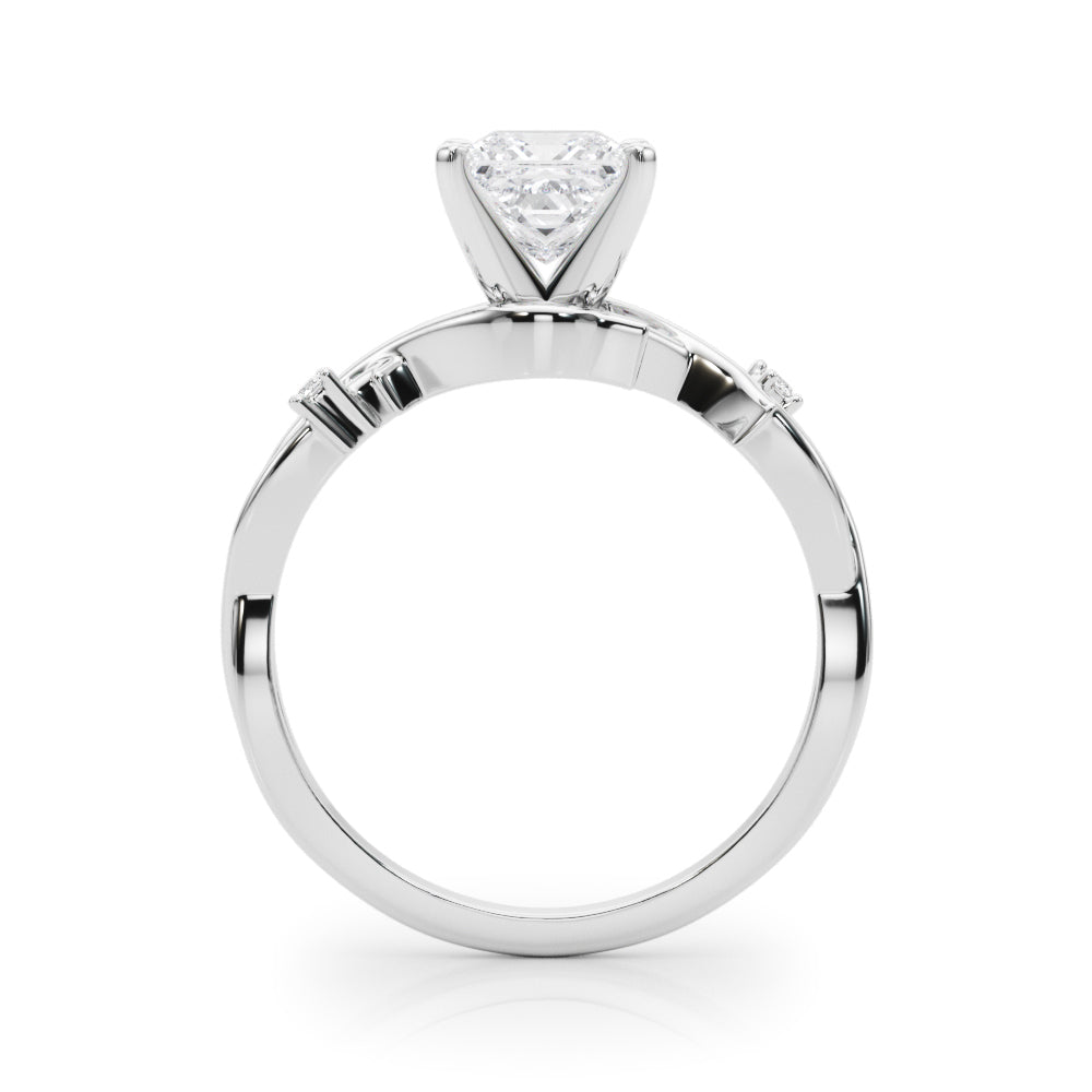 LUMEO Princess Solitaire Diamond Engagement Ring Side View in Platinum 
