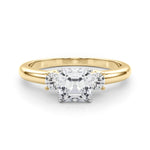 LUMEO Asscher Three Stone Diamond Engagement Ring Set in 18k Solid Yellow Gold 