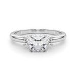 LUMEO Asscher Three Stone Diamond Engagement Ring Set in Platinum 