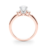 LUMEO Asscher Three Stone Diamond Engagement Ring Side View in 18k Solid Rose Gold 