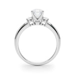 LUMEO Asscher Three Stone Diamond Engagement Ring Side View in Platinum 