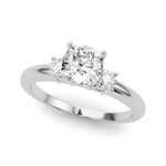 LUMEO Cushion Three Stone Diamond Engagement Ring Front View in Platinum 