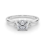 LUMEO Cushion Three Stone Diamond Engagement Ring Set in Platinum 