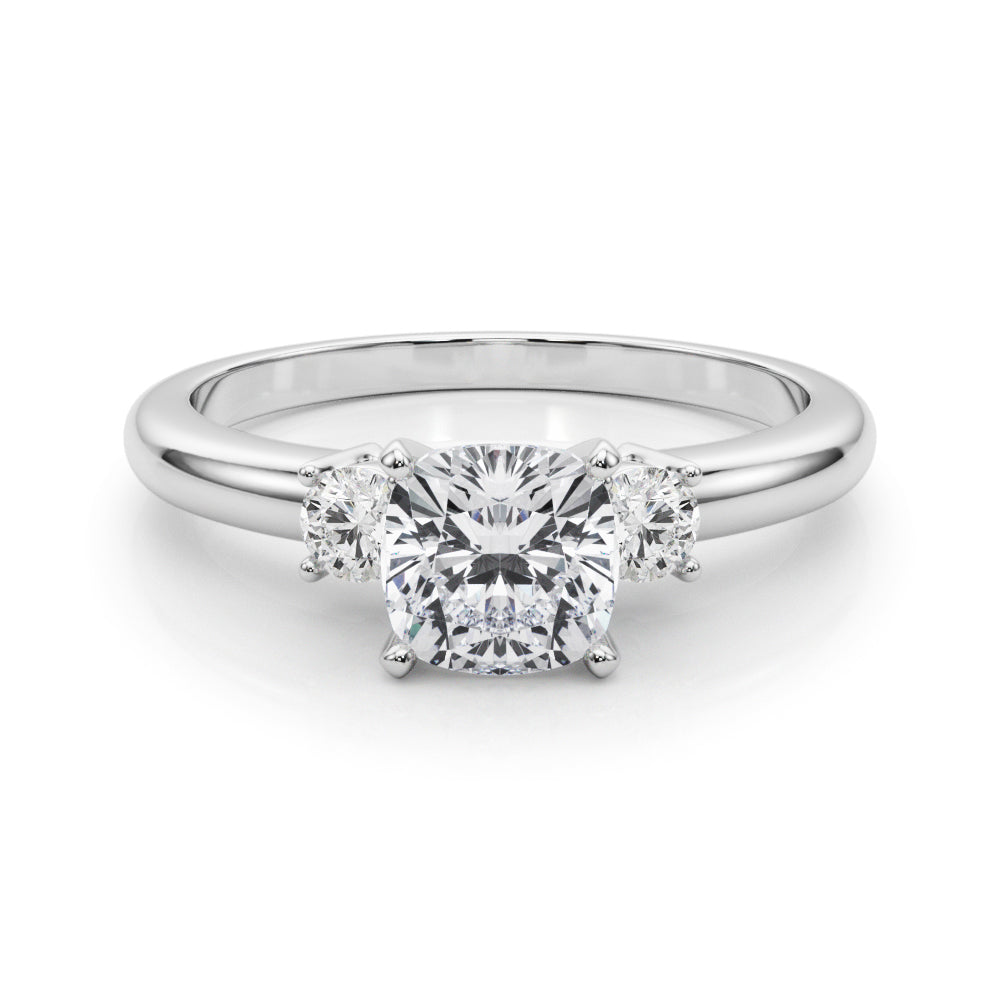 LUMEO Cushion Three Stone Diamond Engagement Ring Set in Platinum 