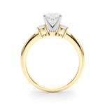 LUMEO Cushion Three Stone Diamond Engagement Ring Side View in 18k Solid Yellow Gold 