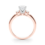 LUMEO Cushion Three Stone Diamond Engagement Ring Side View in 18k Solid Rose Gold 