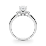 LUMEO Cushion Three Stone Diamond Engagement Ring Side View in Platinum 