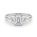 LUMEO Emerald Three Stone Diamond Engagement Ring Set in Platinum 