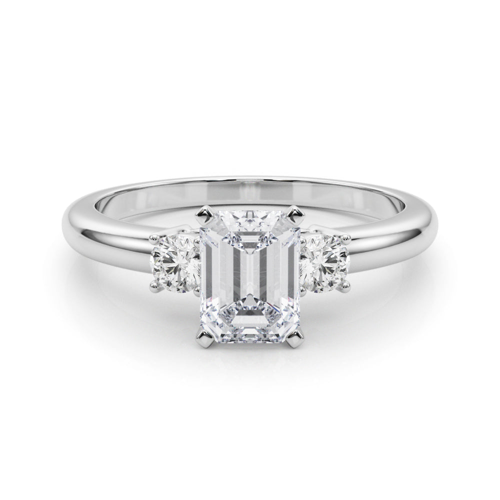 LUMEO Emerald Three Stone Diamond Engagement Ring Set in Platinum 