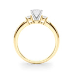 LUMEO Emerald Three Stone Diamond Engagement Ring Side View in 18k Solid Yellow Gold 