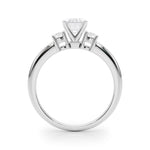 LUMEO Emerald Three Stone Diamond Engagement Ring Side View in Platinum 