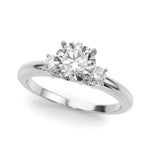 LUMEO Round Three Stone Diamond Engagement Ring Front View in Platinum 