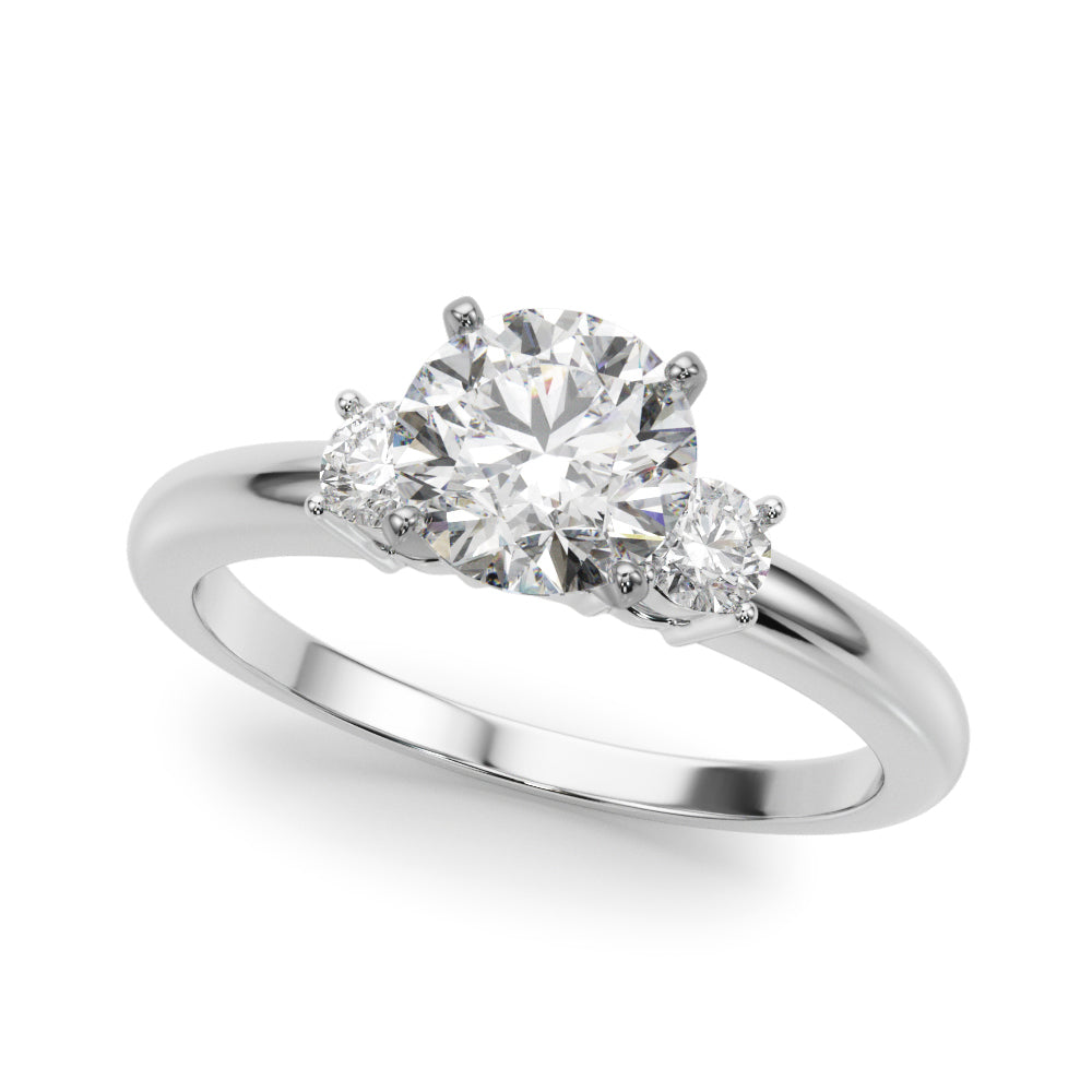 LUMEO Round Three Stone Diamond Engagement Ring Front View in Platinum 