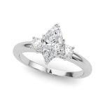LUMEO Marquise Three Stone Diamond Engagement Ring Front View in Platinum 