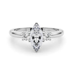 LUMEO Marquise Three Stone Diamond Engagement Ring Set in Platinum 