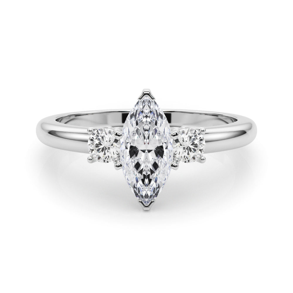 LUMEO Marquise Three Stone Diamond Engagement Ring Set in Platinum 
