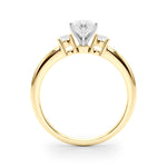 LUMEO Marquise Three Stone Diamond Engagement Ring Side View in 18k Solid Yellow Gold 