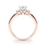 LUMEO Marquise Three Stone Diamond Engagement Ring Side View in 18k Solid Rose Gold 