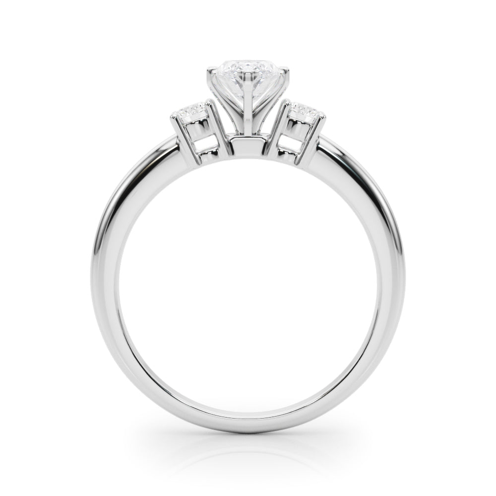 LUMEO Marquise Three Stone Diamond Engagement Ring Side View in Platinum 