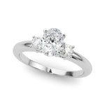 LUMEO Oval Three Stone Diamond Engagement Ring Front View in Platinum 
