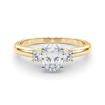 LUMEO Oval Three Stone Diamond Engagement Ring Set in 18k Solid Yellow Gold 