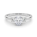 LUMEO Oval Three Stone Diamond Engagement Ring Set in Platinum 