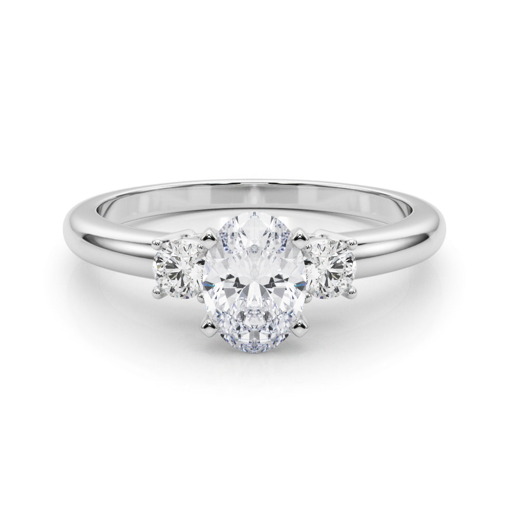 LUMEO Oval Three Stone Diamond Engagement Ring Set in Platinum 
