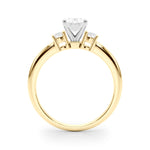 LUMEO Oval Three Stone Diamond Engagement Ring Side View in 18k Solid Yellow Gold 